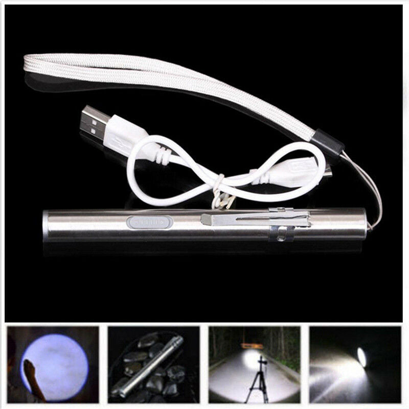 Latest Pocket LED Flashlight USB Rechargeable LED Torch Mini Penlight Lamp