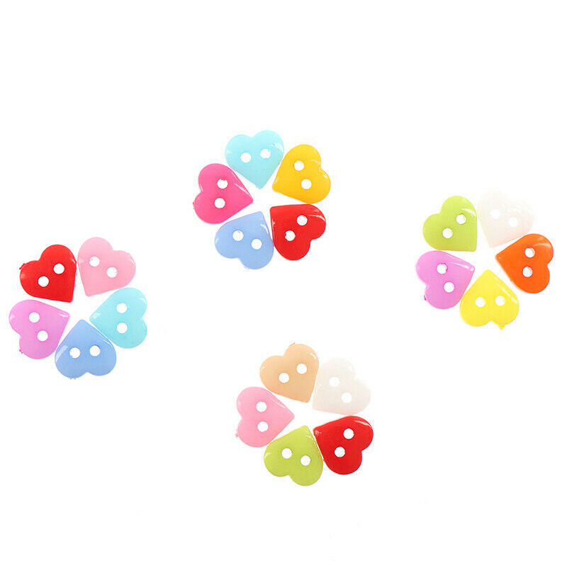 100PCS Heart Round Shape DIY Scrapbooking Buttons Plastic Buttons Sew_DD