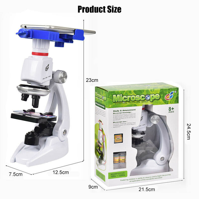 100X 400X 1200X Microscope Compound LED Student Science Lab LIN