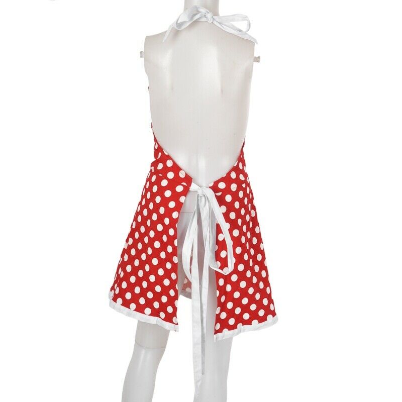 Lovely Sweetheart Red Retro Kitchen Aprons Woman Girl Cotton Polka Dot CookingS8