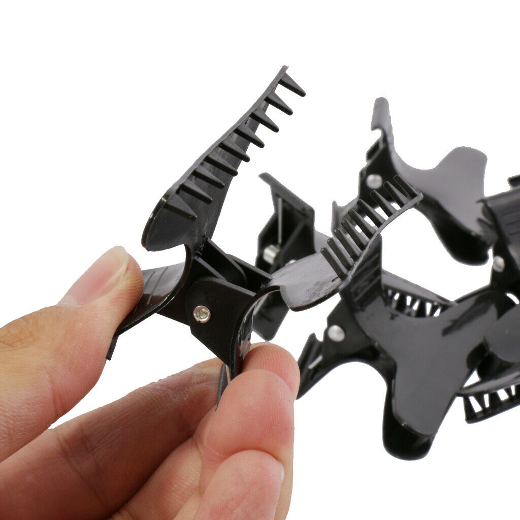 12pcs Hairdressing Hair Claw Salon Clips Grips Clamps of Black