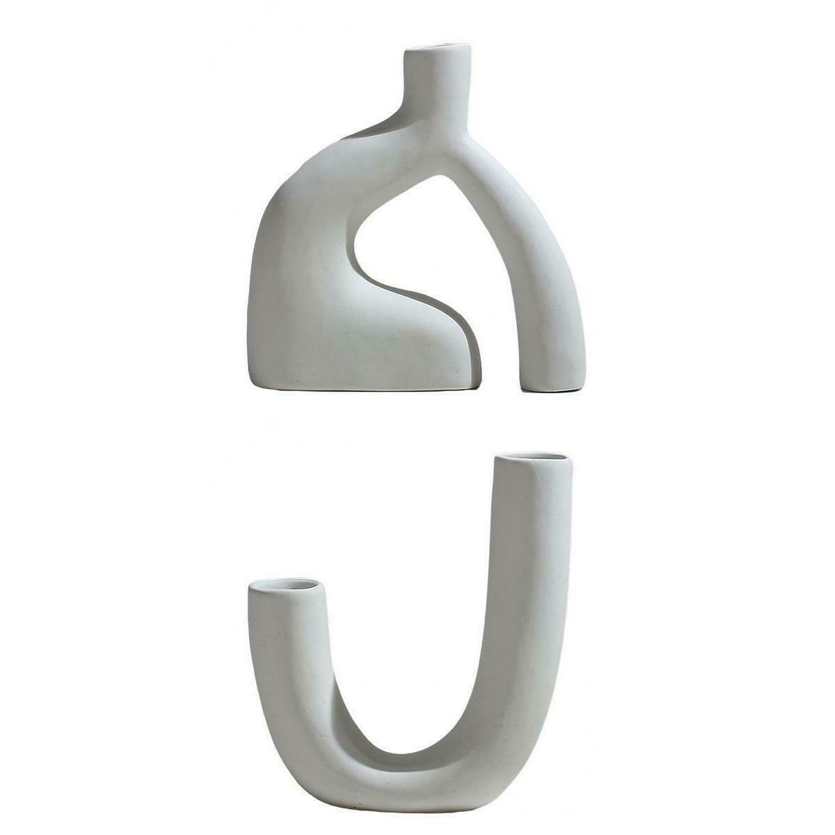 2 Pieces Modern Ceramic Vase Decoration Zen Yoga Studio Floral Bud Vases