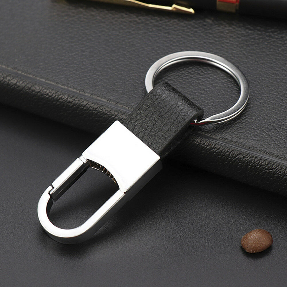 Men Creative Metal Leather Key Chain Ring Fob Keyfob Car Keyring Keychain Gifts