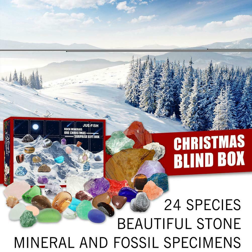 24 Days Countdown Calendar Christmas Ore Toys Mineral Gift Box Toys for Kids