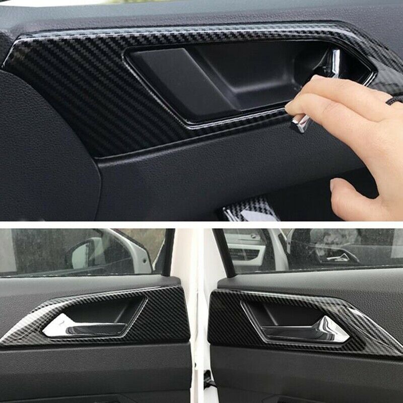 Carbon Look Interior Door Handle Cover Trim Strip Inner Door Bowl Handle PanI8T7