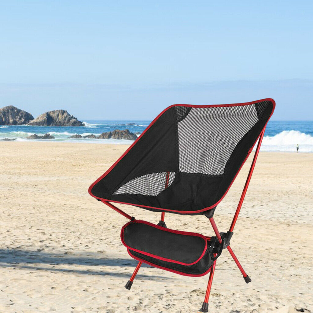 Folding Chair Outdoor Fishing Stool Seat Portable for Outdoor Picnic Red