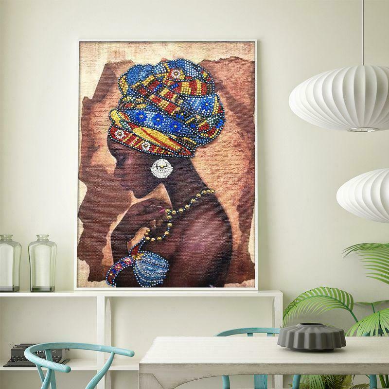 African Woman 5D Special Shaped Diamond Painting Embroidery Needlework Crystal