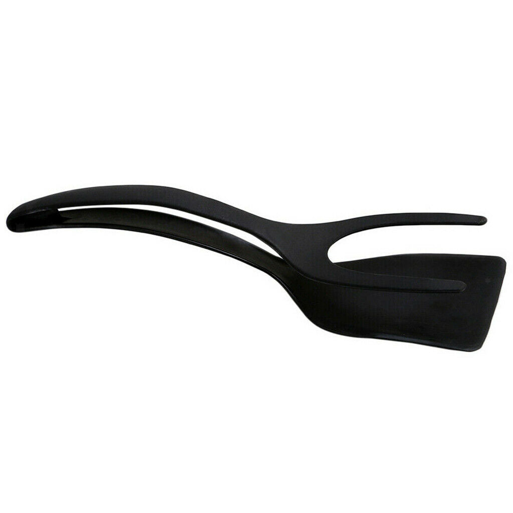 2 in 1 Egg Tongs Heat Resistant Fried Egg Tuner Tool for Beef Steak Black