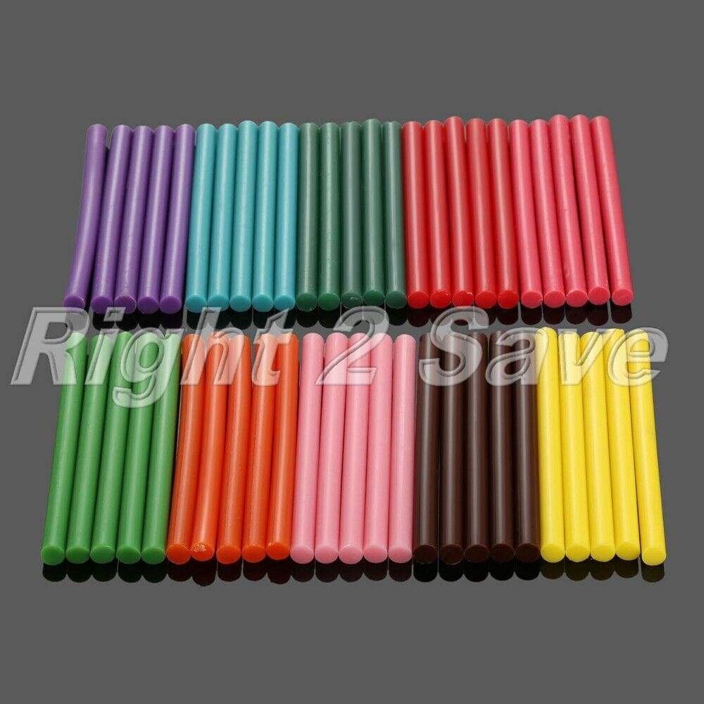 50Pcs 7mm*100mm Hot Melt Glue Gun Sticks EVA Glitter Powder 10 Colour DIY Crafts