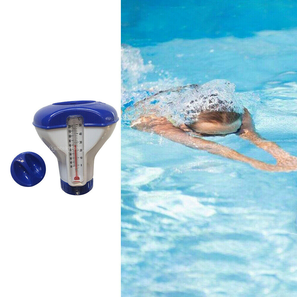 5Pcs Pool Floating Chlorine Automatic Dispenser Plastic w/ Thermometer