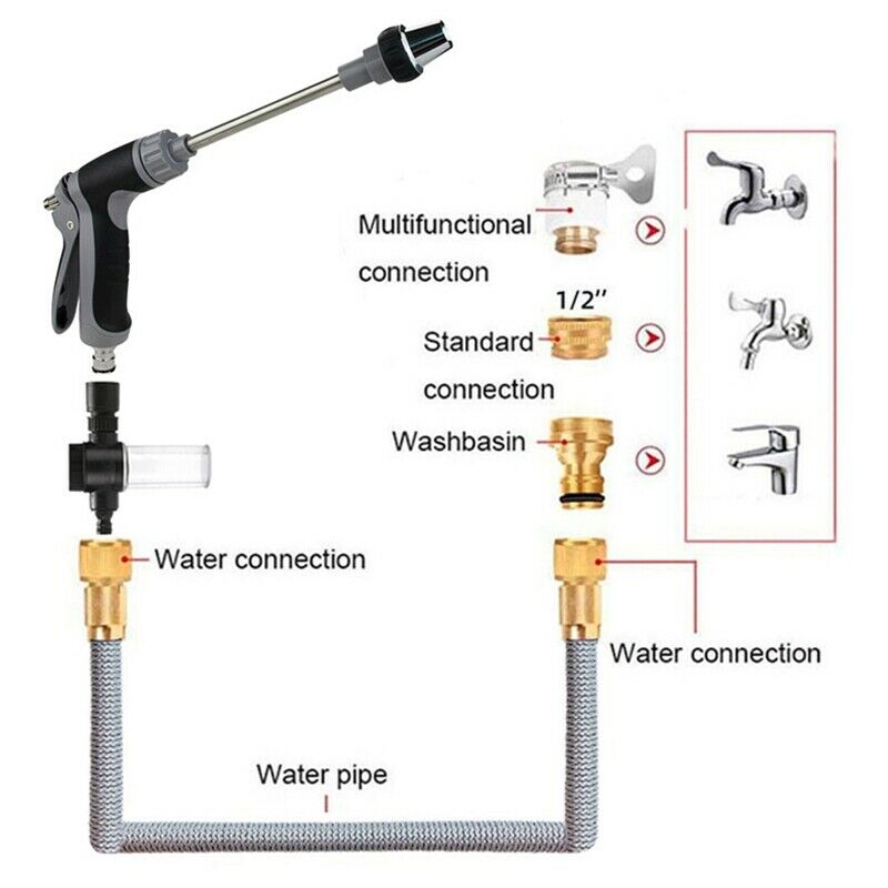 High Pressure Washer Water Sprinkler Garden Hose Nozzle Spray for Water Foam PU7