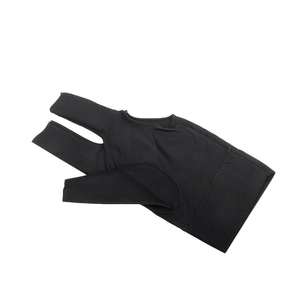 2xBlack Spandex Snooker Billiard Cue Glove Pool Left Hand Three Finger Accessory