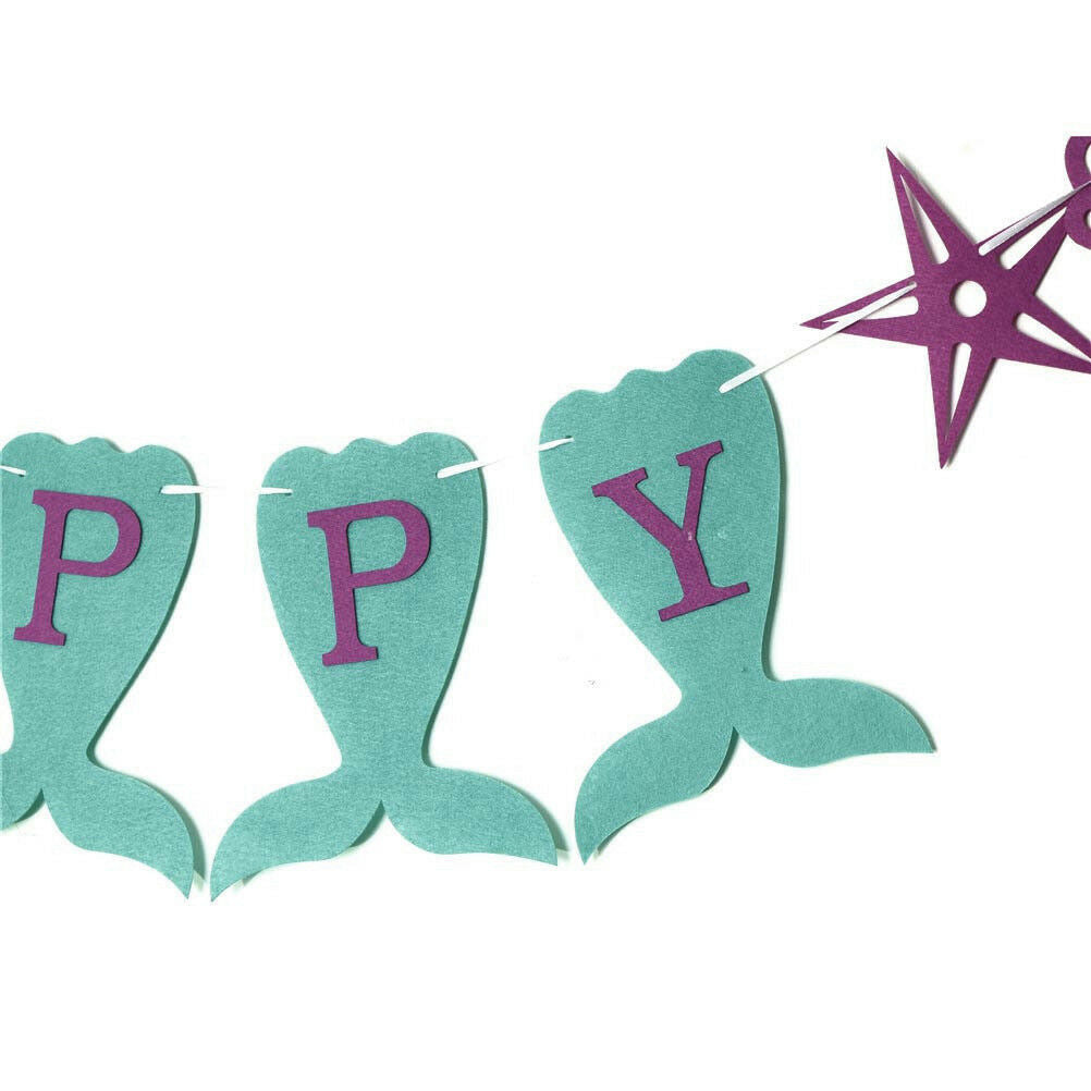 Mermaid Themed Happy Birthday Banner For Girl's Summer Birthday Party Decor t TL