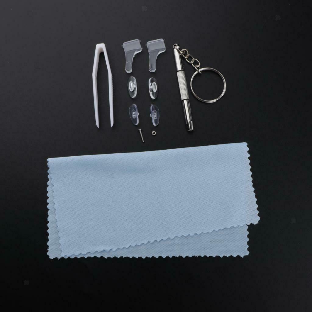 Soft Silicone Eyeglass Nose Pads Kit Screw Nut Cloth Glasses Repair Tool Set