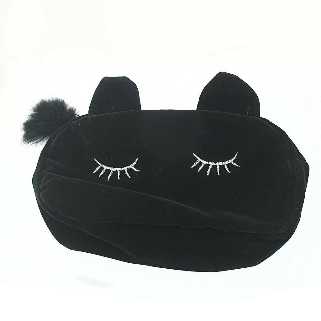 Cute Cat Storage Bag Cosmetic Makeup Toiletry Pouch Travel Bag black