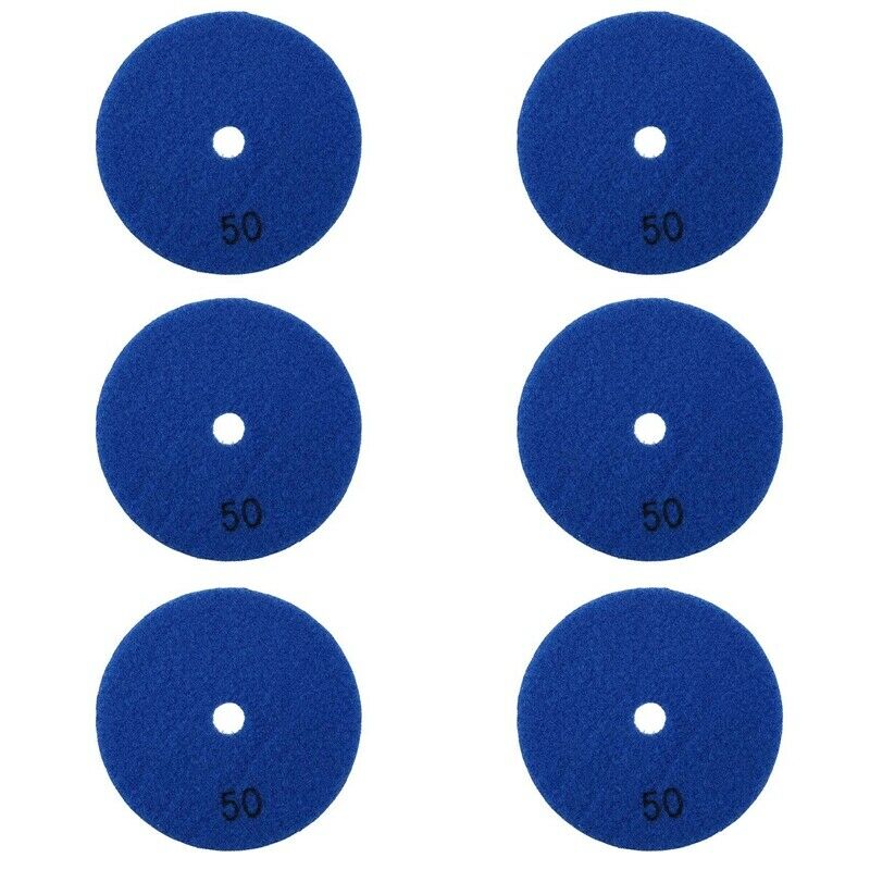 6 Pcs 4 Inch /100 Mm Grit 50 Diamond Dry Polishing Pad Granite Marble FlexibleB2
