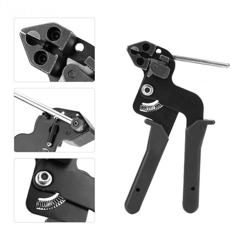Stainless Steel Cable Tie Fasten Gun Pliers Crimper Tensioner Tool Metal Cutt @