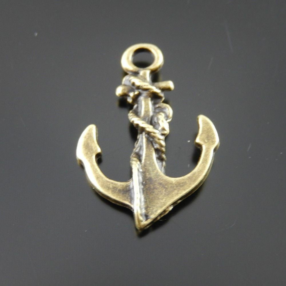 Antiqued Bronze Alloy Anchor Shaped DIY Pendant Charm 21x17x5 mm Lot of (x20)