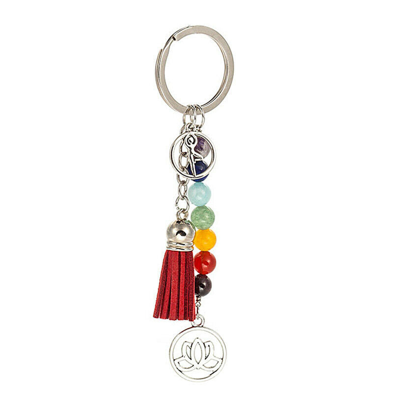 Tassel Lotus  8mm Beads Key Chain Ring Keychain Family Gift jewelry@X.l8