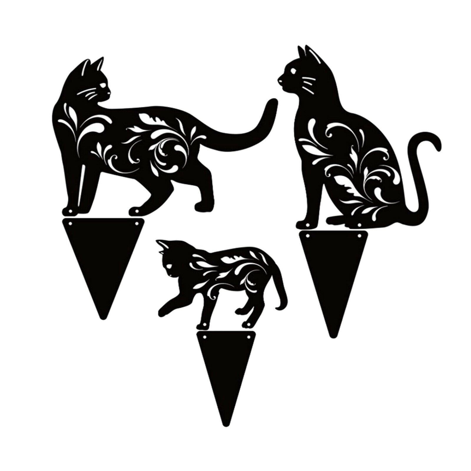 Metal Cat Statues Silhouette Decorative for Patio Lawn Yard Outside Signs