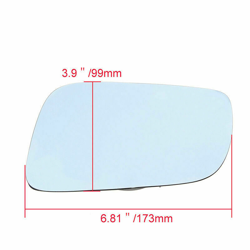 Blue Mirror Glass Lens w/ For VW PASSAT Golf MK4 Left Right Rear Back Plate