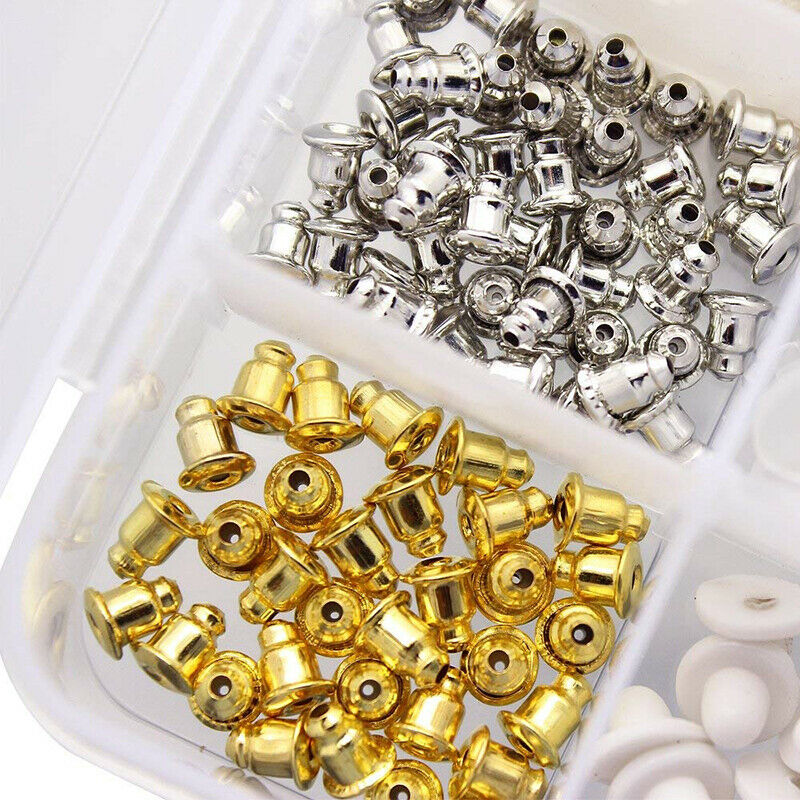 450Pcs Plastic Box Earring Back Stoppers Stud Plugs Ear Post Nuts Set 10 Styles