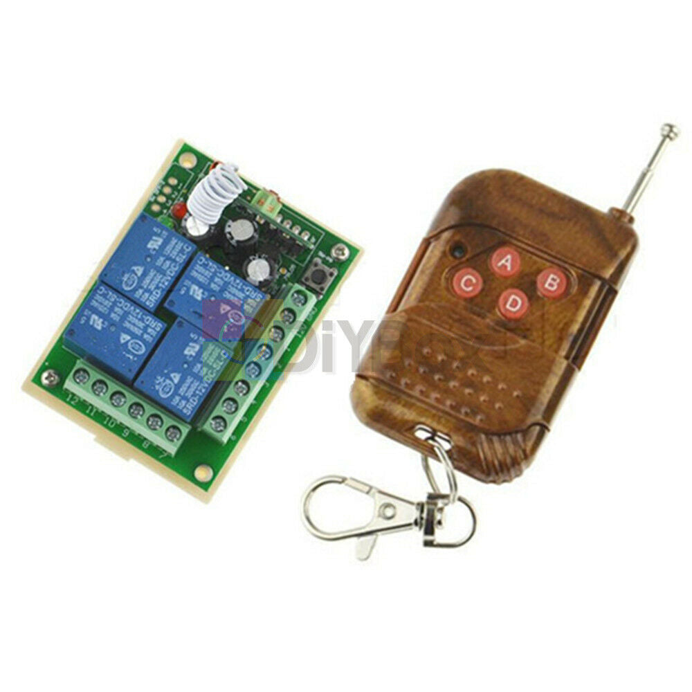 DC12V 4 Channel 10A Relay Wireless RF Remote Control Switch Transmitter Receiver