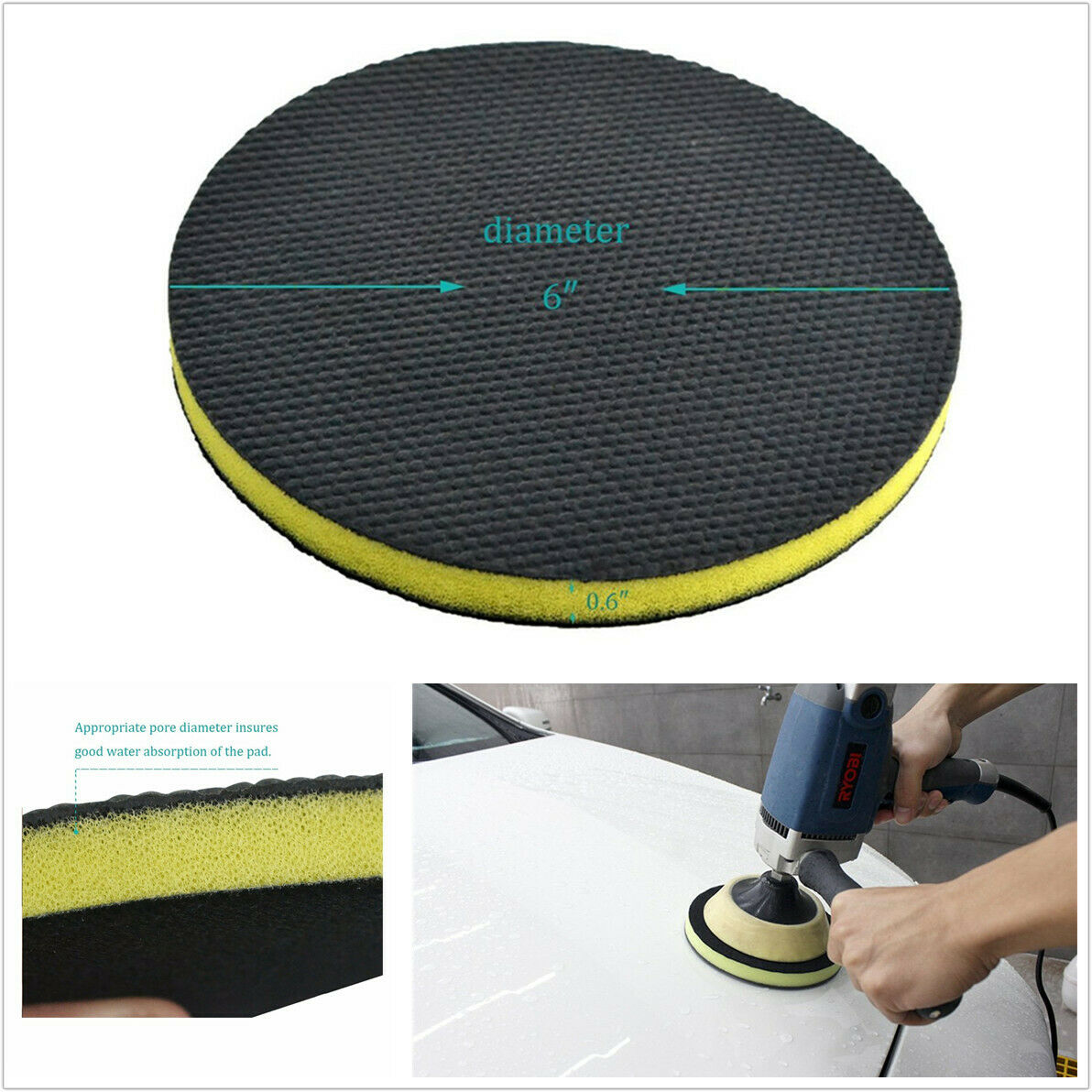 6inch Round Clay Magic Bar Polish Sponge Pad Auto Car Detailing Cleaning Wax Pad