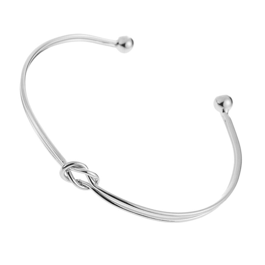 2x Double Wire Knotted Cuff Bangle Glitter Bracelet Wedding Party Jewelry