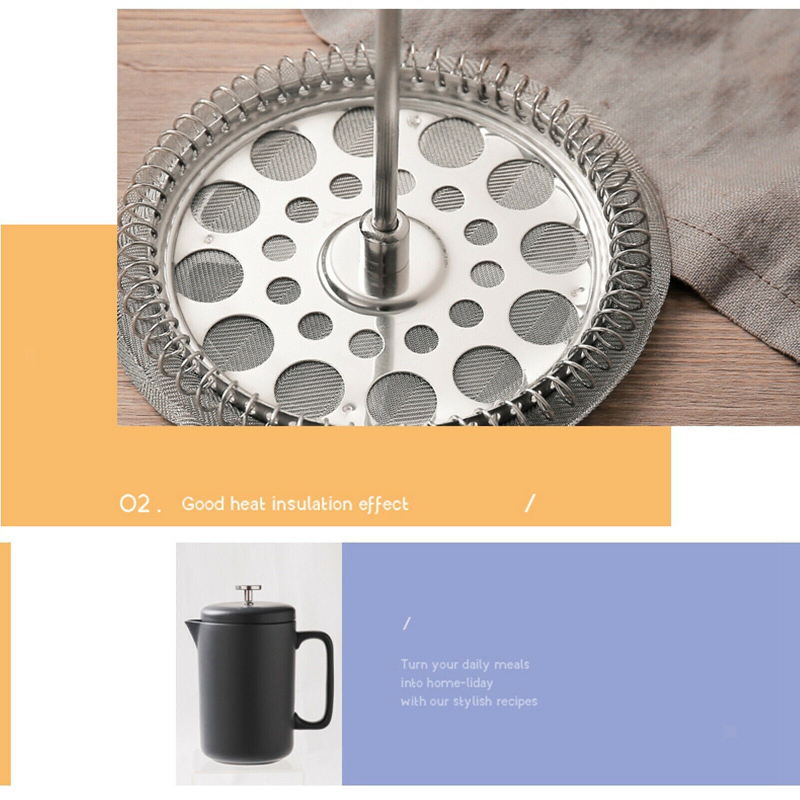 French Press Coffee Maker for Good Coffee and Tea Office Camping Rust-Free