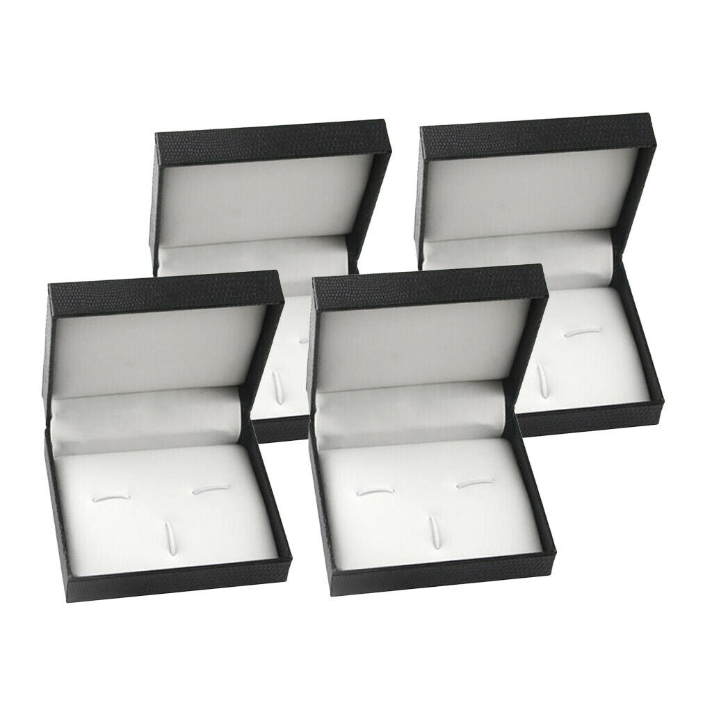 4 Pieces Cufflink Storage Box Wedding Mens Cufflinks Tie Clips Set Display