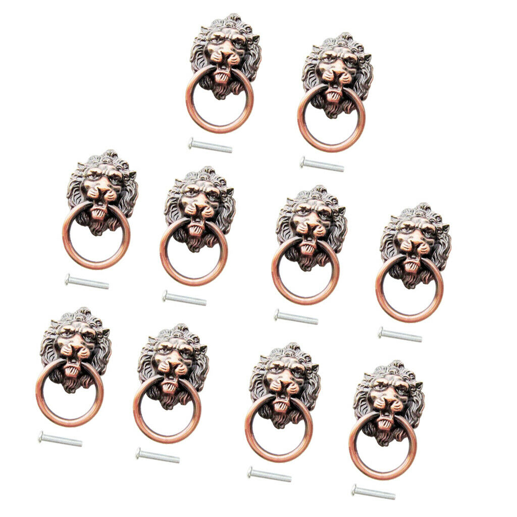 10pcs Zinc Alloy Lion Head Knob Pull Handle Door Hardware for Cabinet Dresser