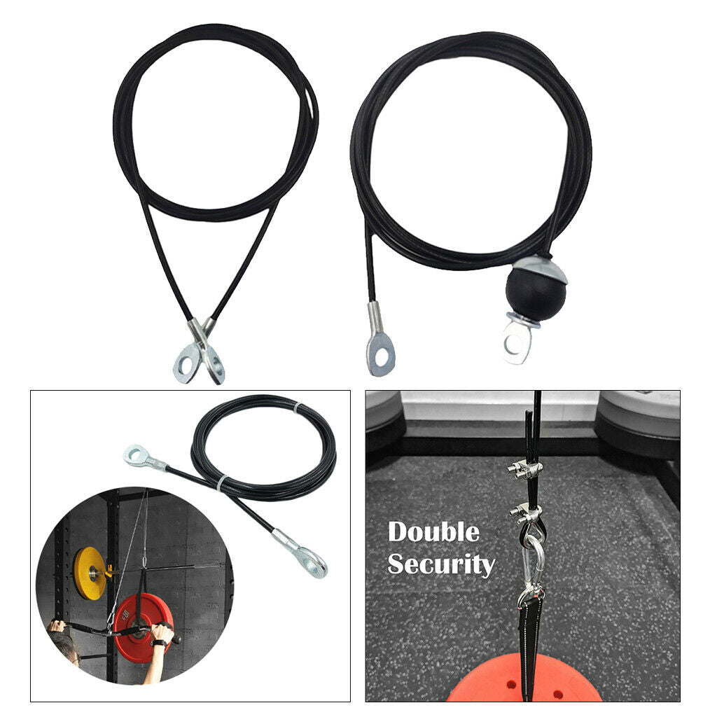 2 Pieces 5mm 2m Adjustable Fitness DIY Pulley Cable Arm Biceps Back Home Gym