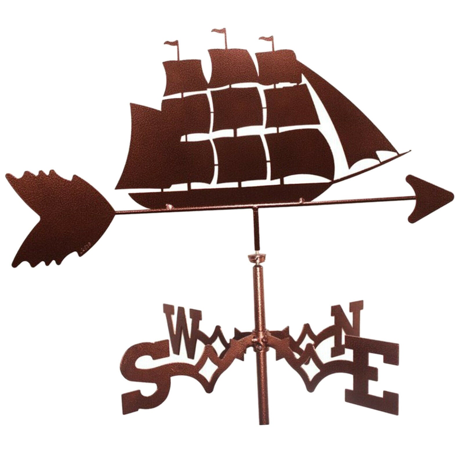 Elegant Stainless Metal Sailboat Weathervane Weather Vane Outdoor Yard Decor