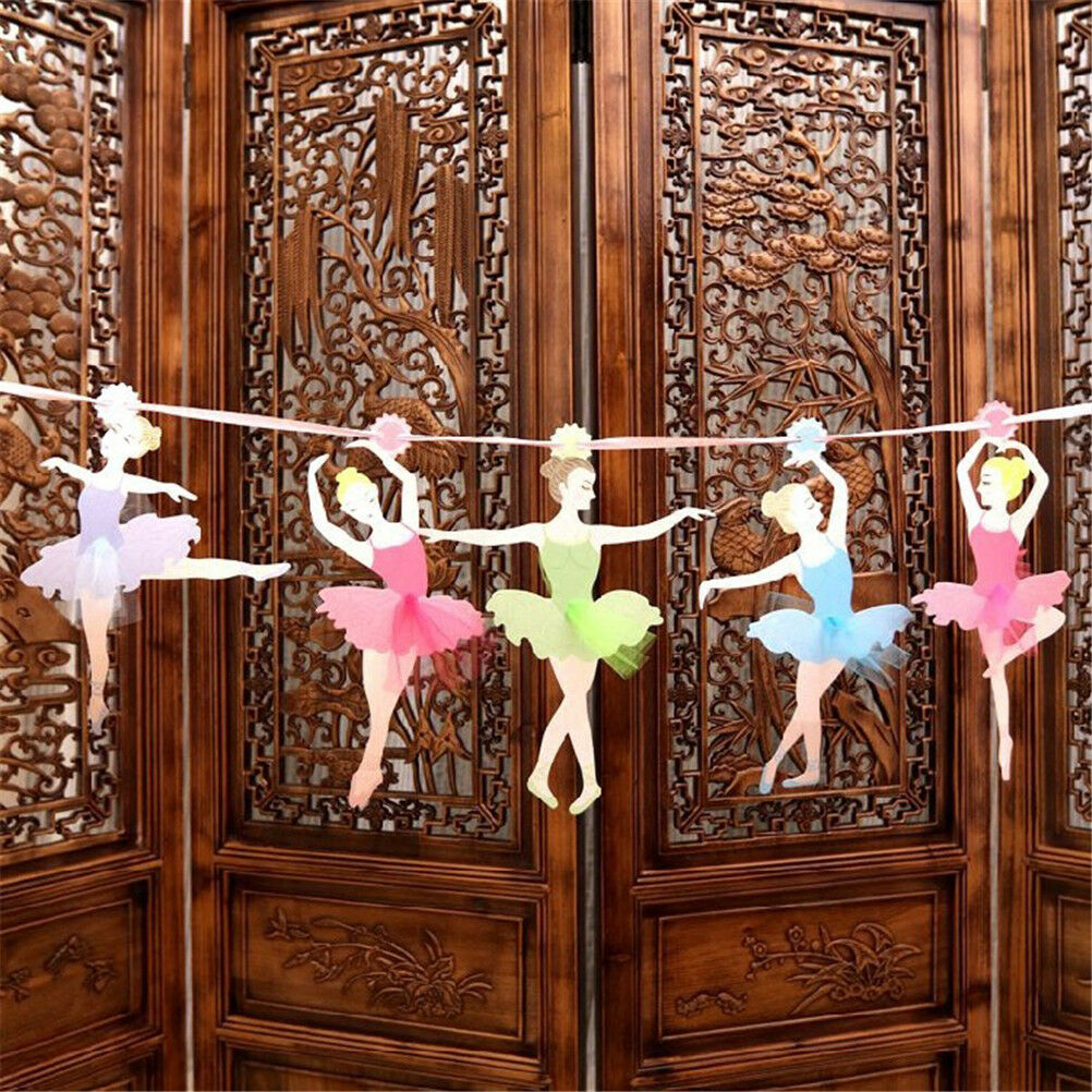 ballet girl dancer kids birthday party paper banner flags wedding bunting M Z RC