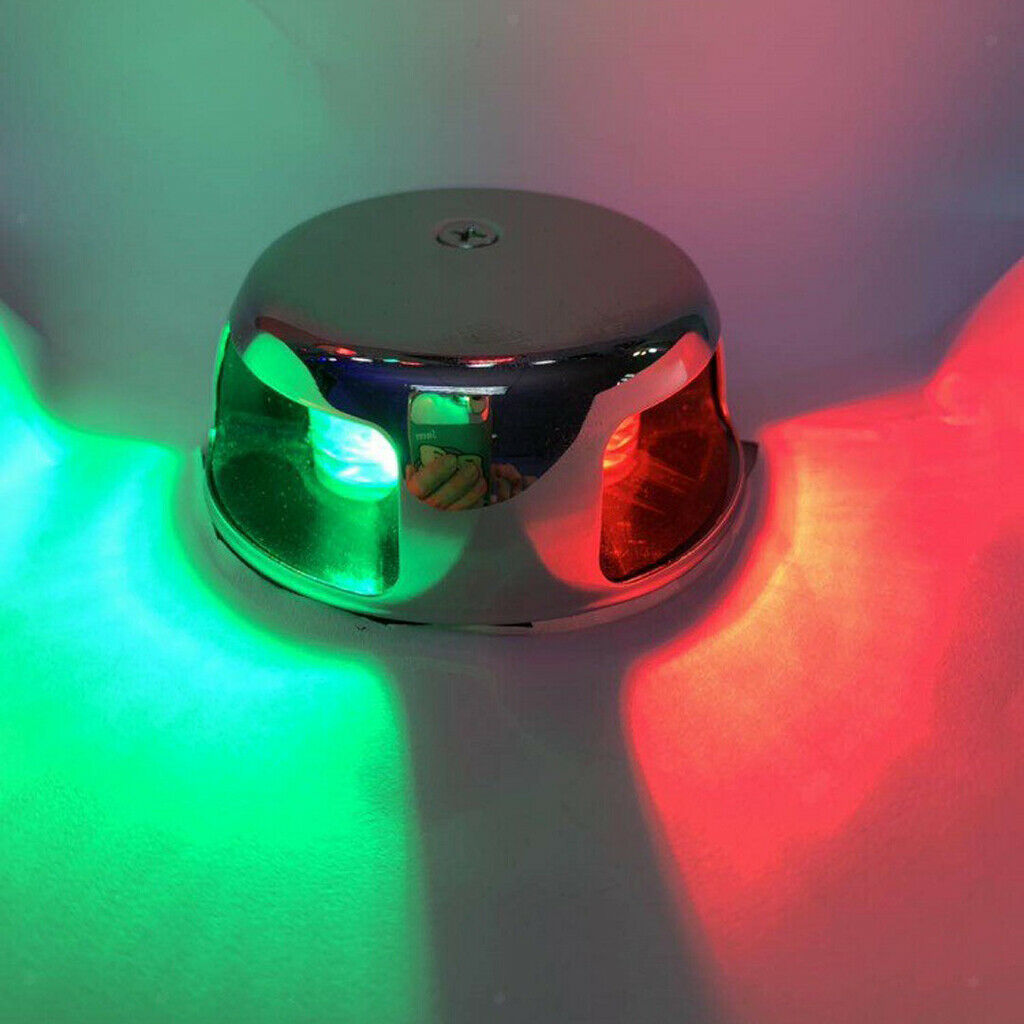 2 Pack Boat LED Rail Light Green&Red 12V 2W Chromed Brushed Nickle Bezel 3"