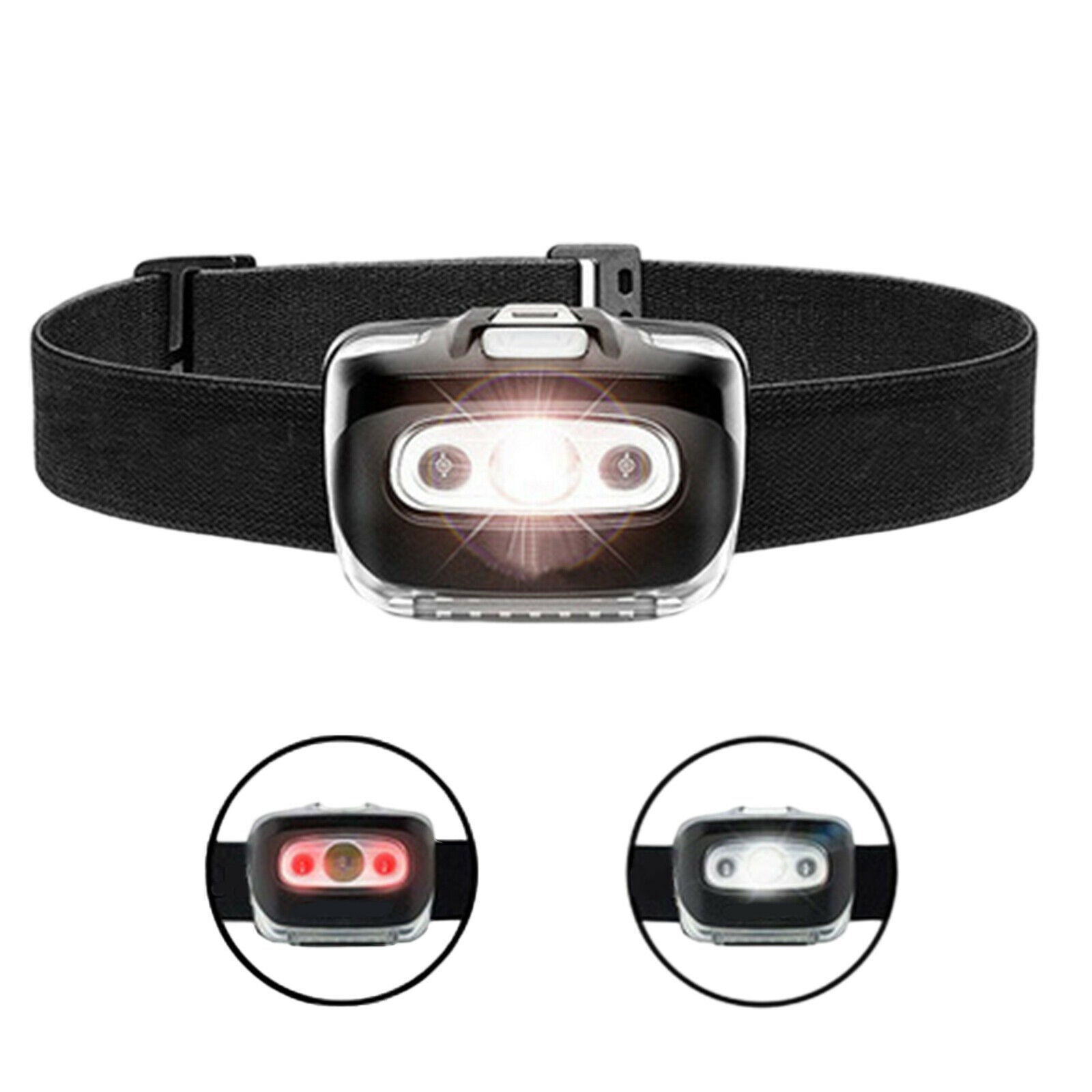 Removable LED Headlamp Handsfree Head Torch for Running Hiking Cycling