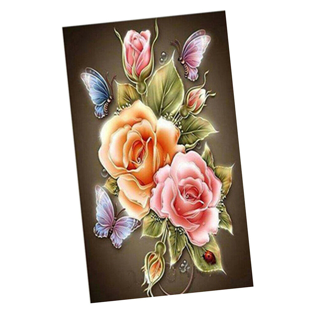 Pink Flowers Rhinestone Picture f/ Home Decor Living Room Decor 30x20cm