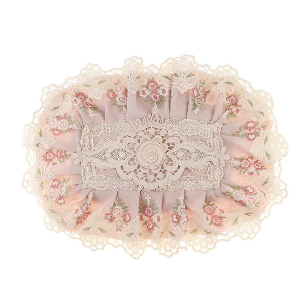 Lace Napkin Towel Paper Tissue Pocket Box Cover Storage Bag   Pink