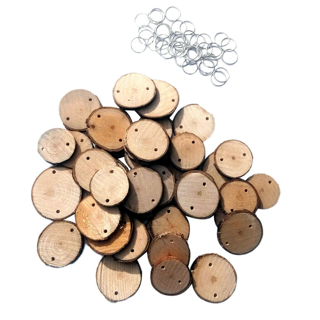 40Pcs Round Wooden Labels From Natural Wood for Crafts And
