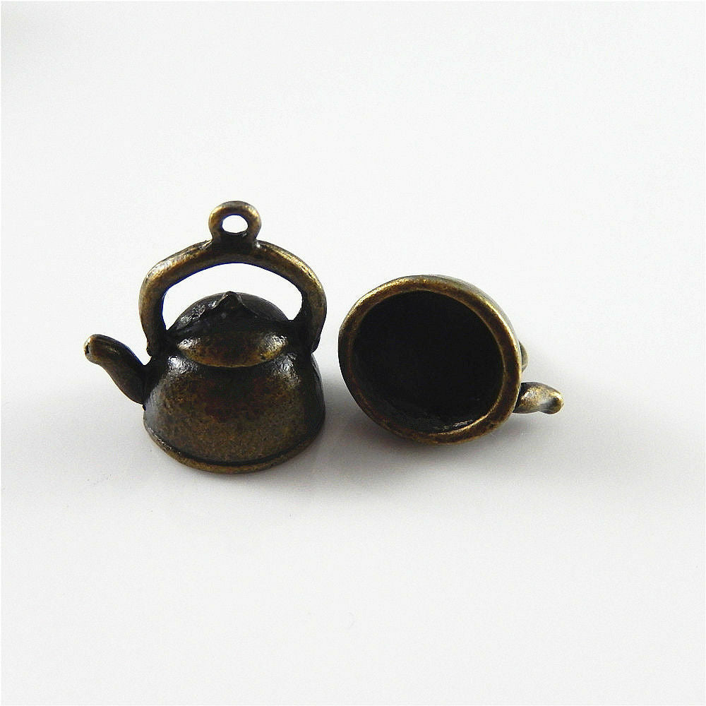 25 pcs Antiqued Bronze Zinc Alloy Water Kettle Charms Pendant Findings 32596