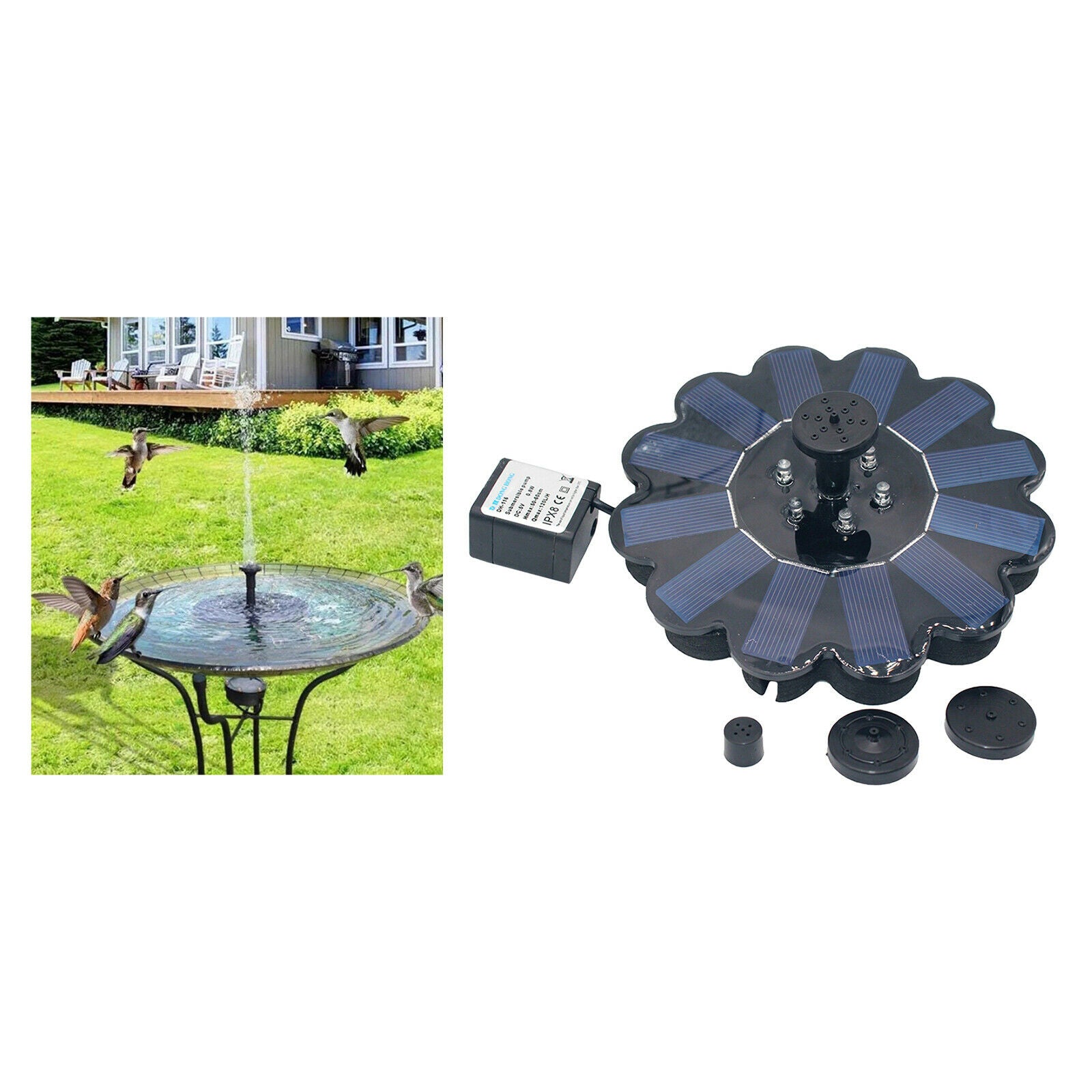 Solar Power Fountain Pump Built-in Battery for Garden Pool Outdoor Terraces
