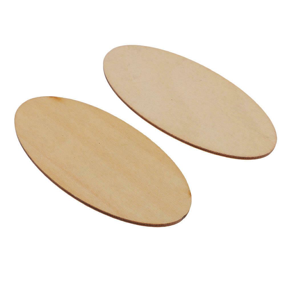 40pieces Natural Unfinished Wood Ellipse Cutout Shaped - 1.5 mm Thick Unpainted