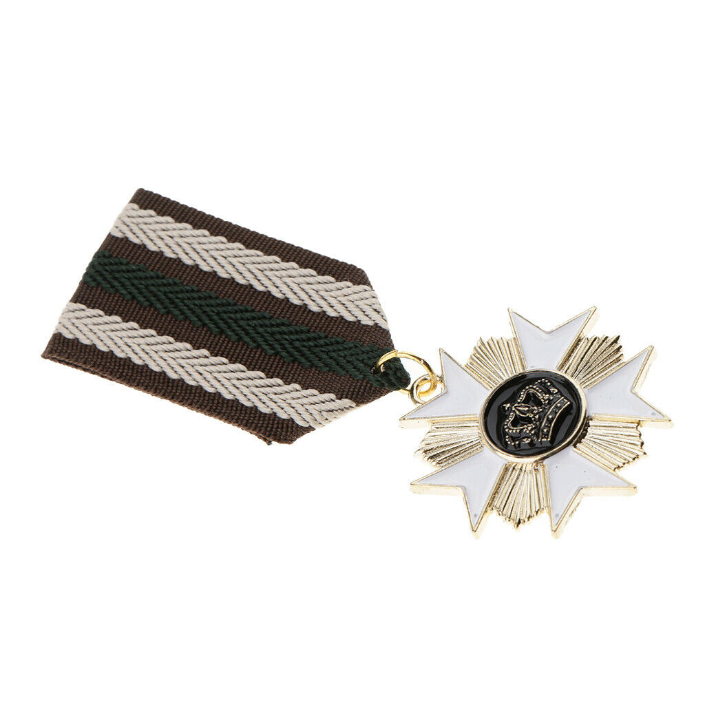 Crown Geometric Medal Pendant Badge Fabric Costume Uniform Brooch Pin for Women