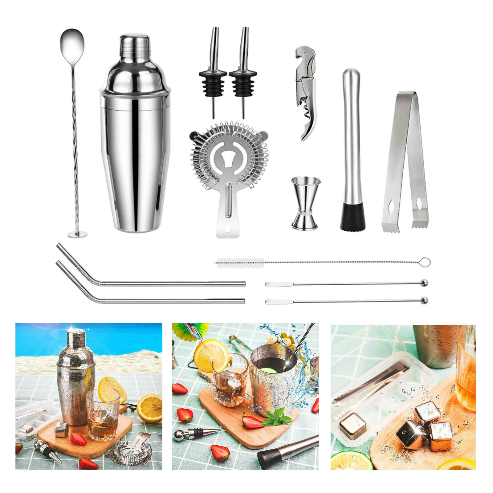 Bartender Kit, 14 Piece Cocktail Shaker Set Stainless Steel