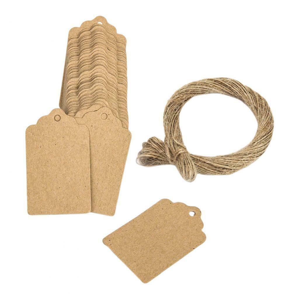100x Bulk Blank Brown Kraft Paper Tags Party Labels for Baking Food Bags