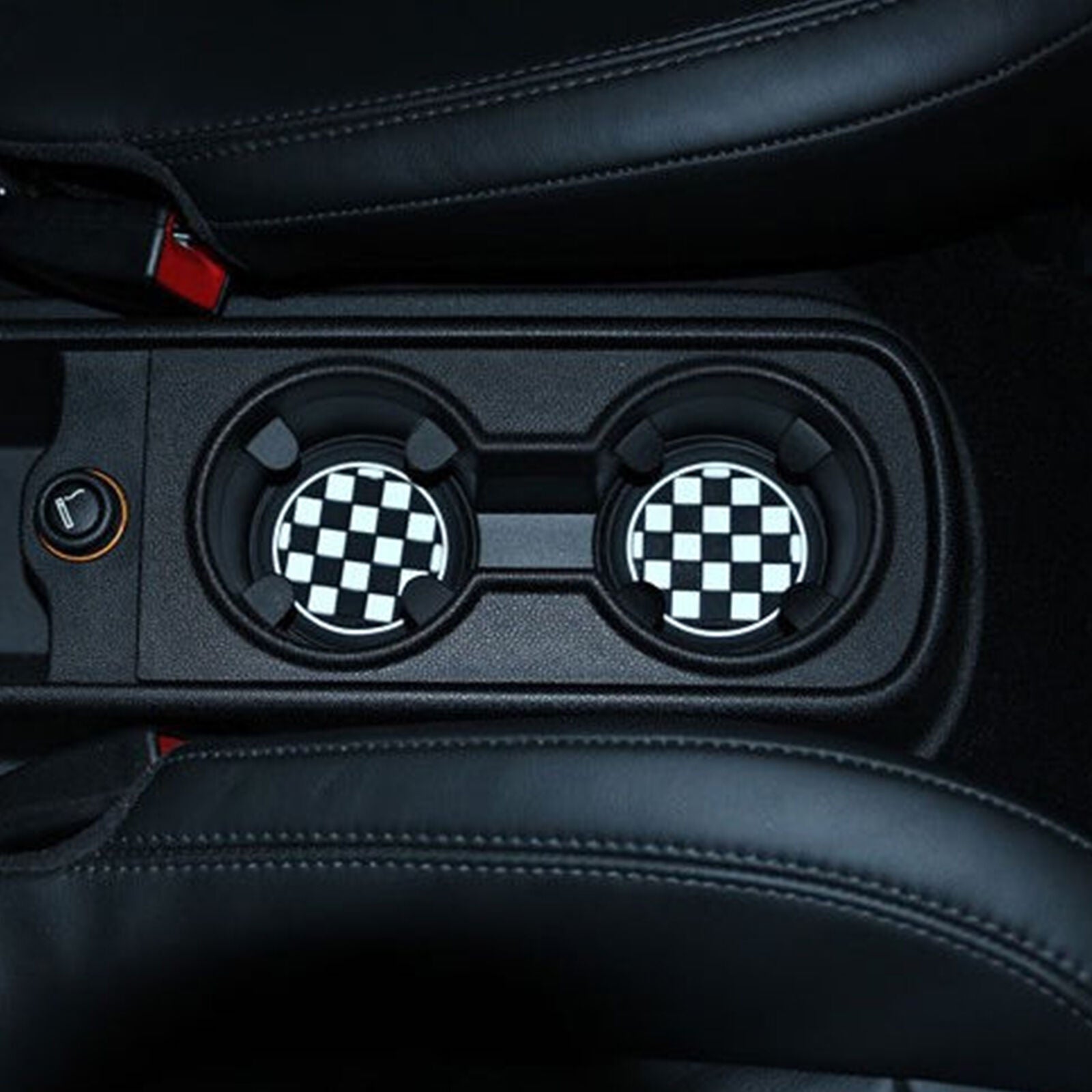3X Checkered Interior Cup Mat Pad Anti-Noise For Mini Cooper JCW R55 R56 R57 R58