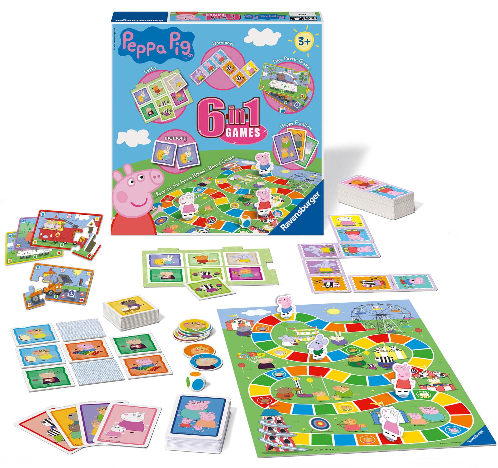 21375 Ravensburger Peppa Pig 6 in 1 Games Box Childrens Toys 104 Pieces Age 3+