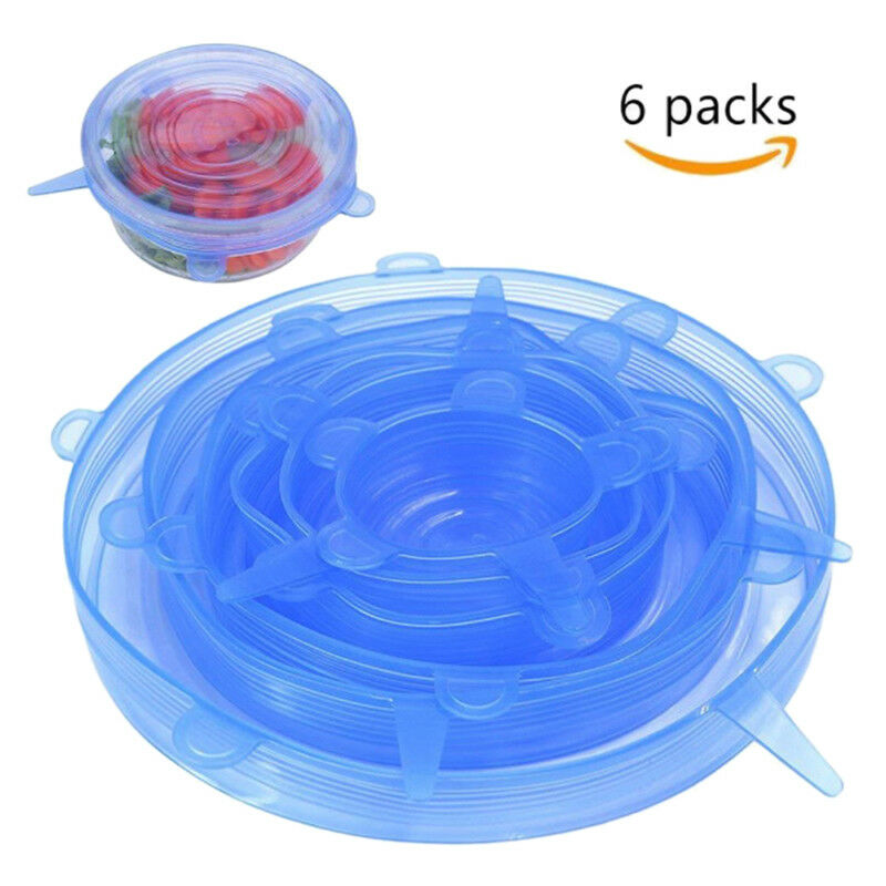 6X Reusable Silicone Wrap Bowl Seal Cover Stretch Lid Keep Food Fresh rISJCA