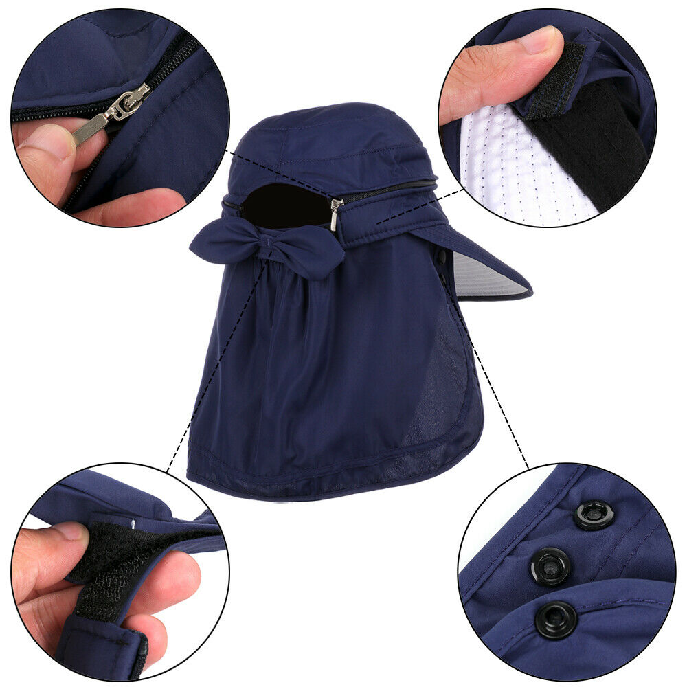 Womens Summer Outdoor Garden Beach Hat Cap Wide Brim Sun UV Neck Face Protection